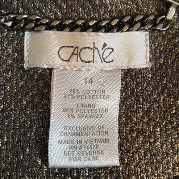 Cache black /gold fully lined single closure blazer sz 14 - Picture 6 of 6